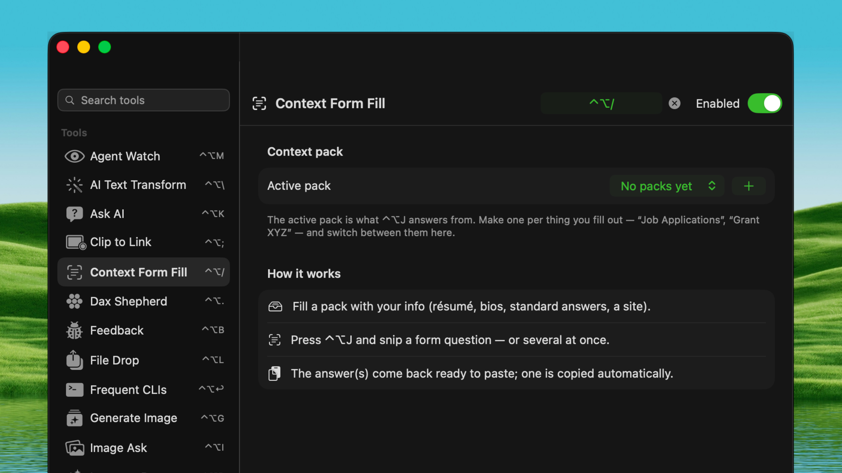 Context Form Fill screenshot
