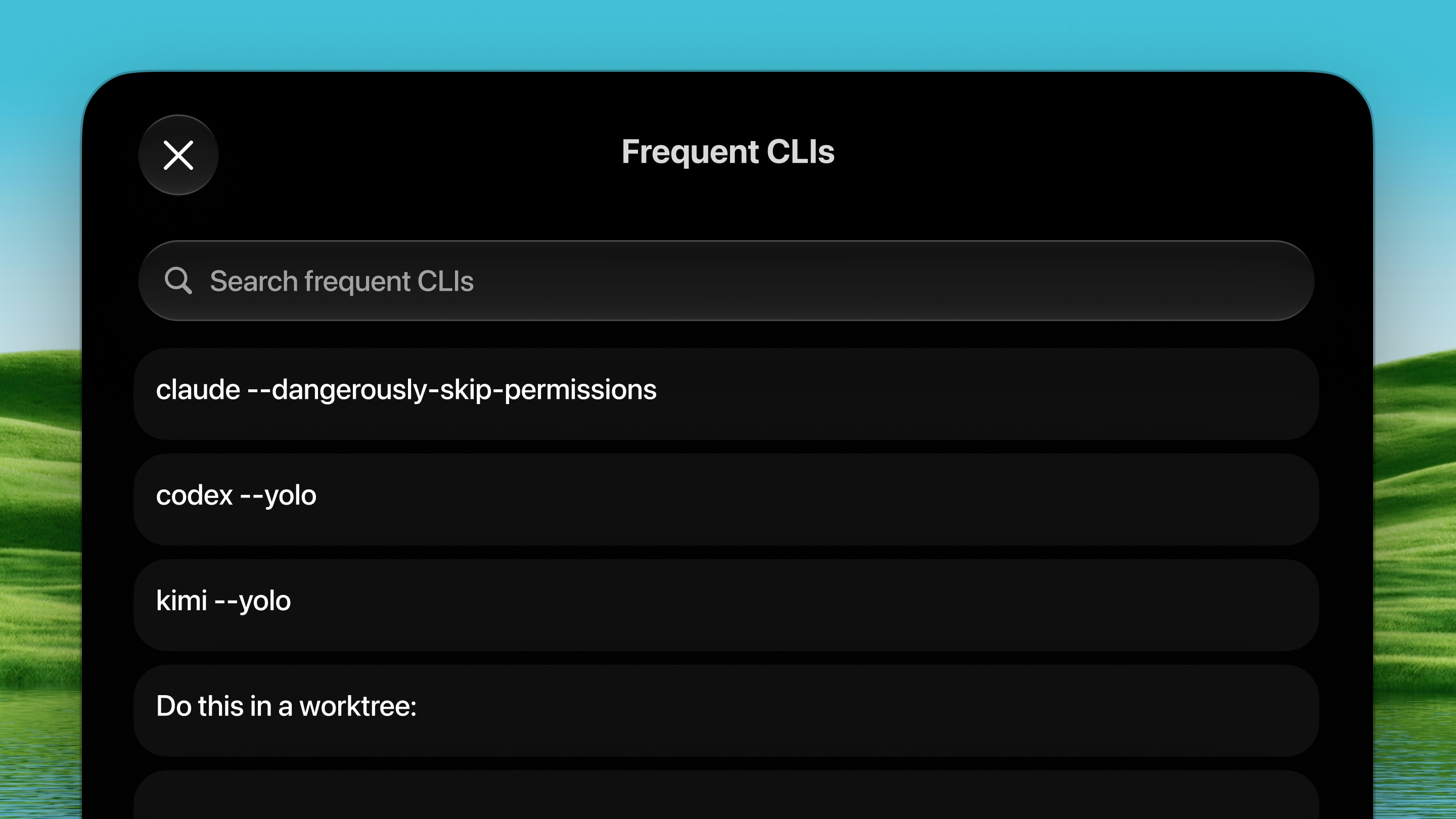 Frequent CLIs screenshot